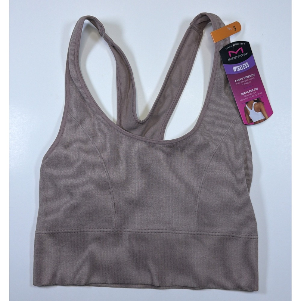 Maidenform Women's Feel Good Seamless Wireless Crop Tank Bra DM2304 Mocha Small